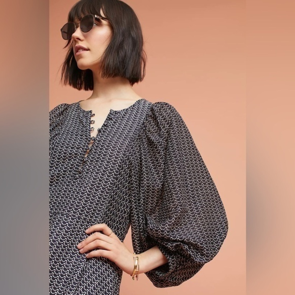 Anthropologie | Maeve Nilaya Black & White Polka Dot Dress